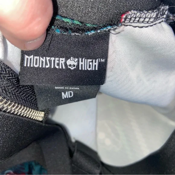 Monster High Frankie Stein Her Universe Dress Medium Skulls Goth Suspenders Cage - Picture 8 of 11